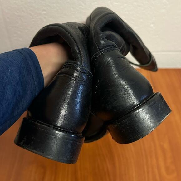 Coach Victoria Black Leather Riding Boots Brass Buckles Size 6.5 Minimalist - Picture 8 of 13